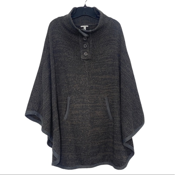 Halogen Sweaters - Halogen Heathered Knit Button Poncho Sweater Shawl women’s one size